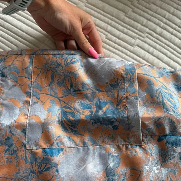 Floral Sleeveless Mini Dress - Blue and Orange - Picture 8 of 11